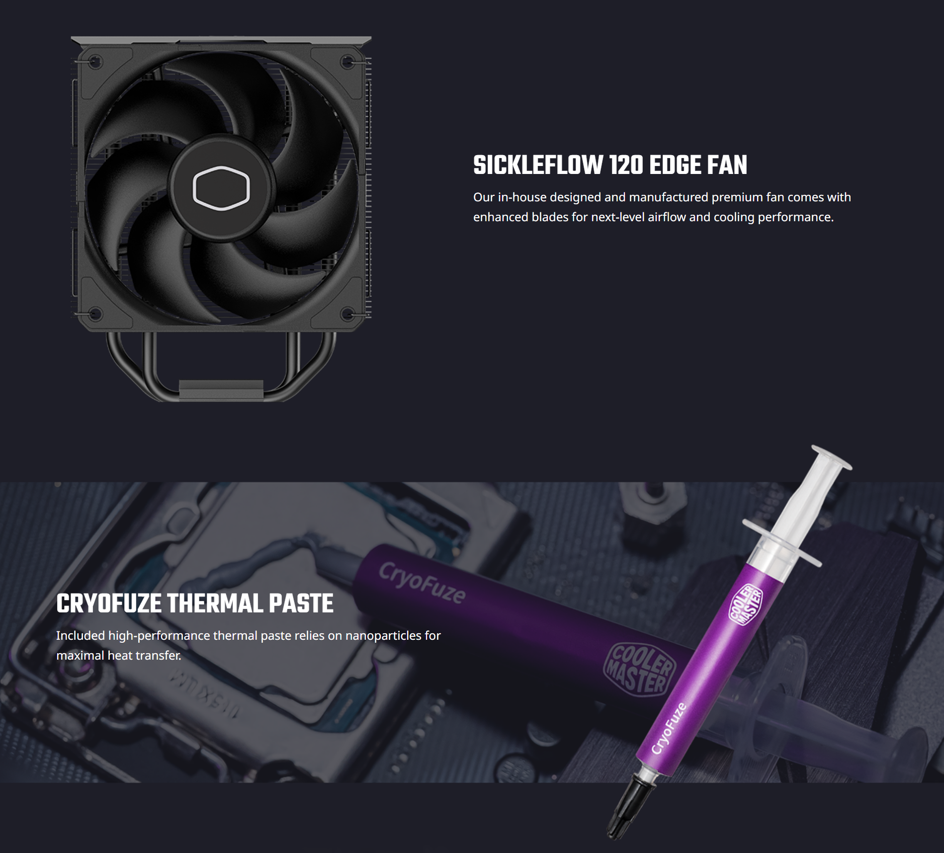 A large marketing image providing additional information about the product Cooler Master Hyper 212 CPU Cooler - Black  - Additional alt info not provided